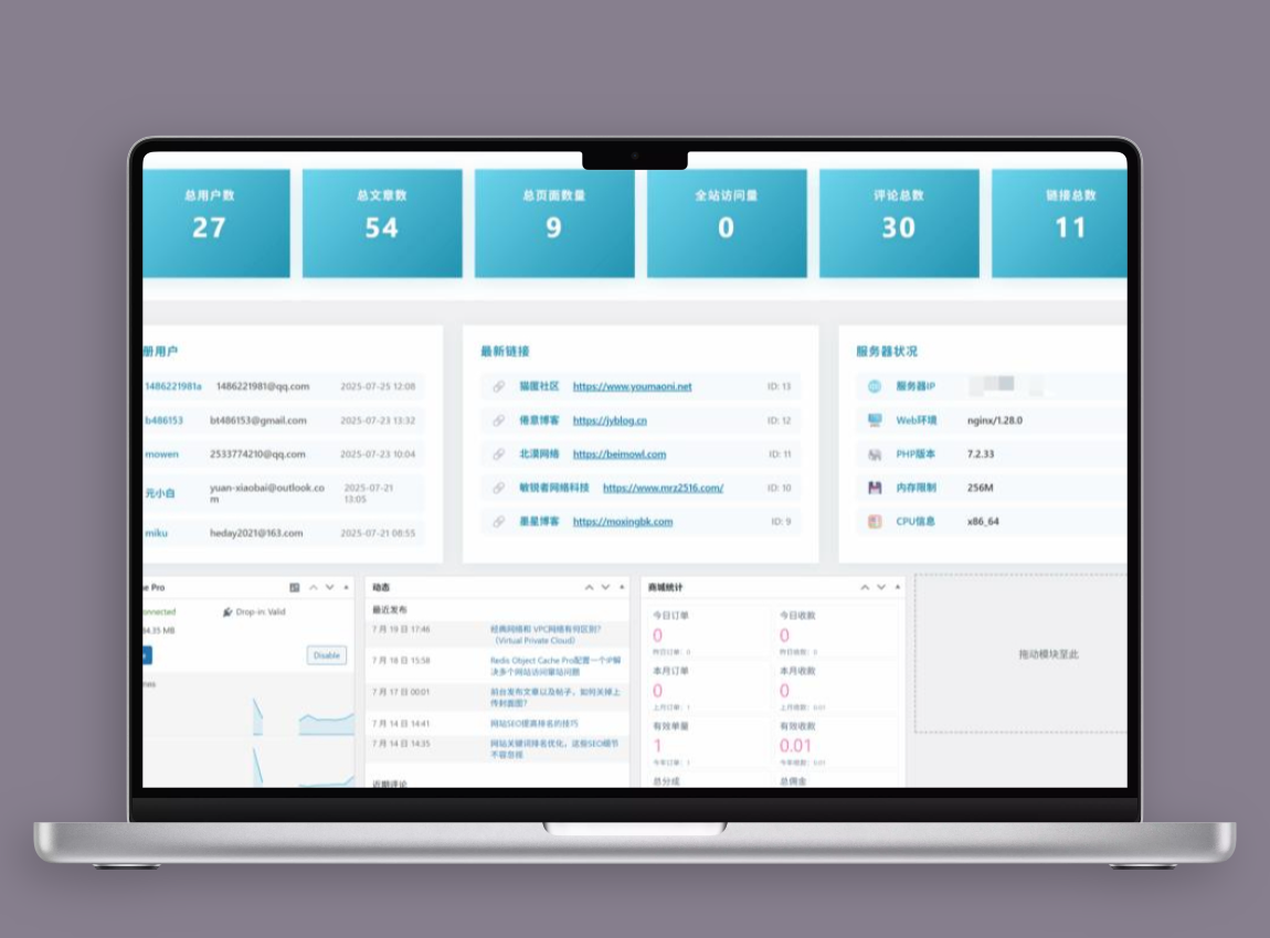 WordPress 后台数据统计美化插件