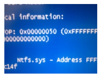电脑出现蓝屏代码0x0000050